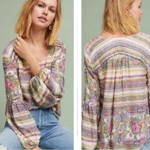 Maeve Anthropologie Caresco Peasant Top Blouse Large
